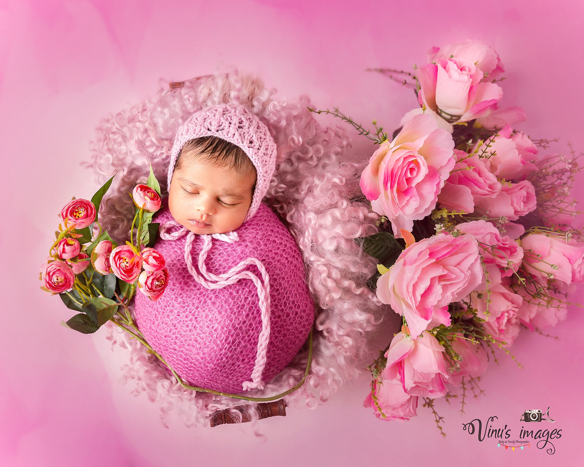 Wool and Floral theme for baby girl photoshoot in Delhi, Noida by Vinus Images